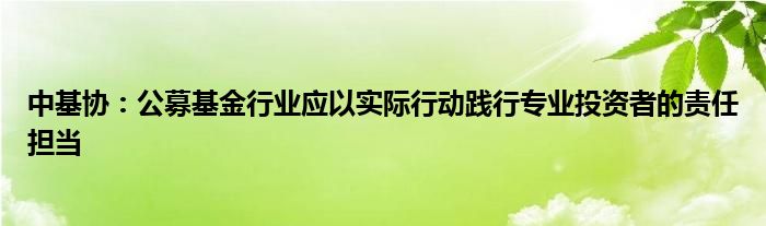 中基协：公募基金行业应以实际行动践行专业投资者的责任担当